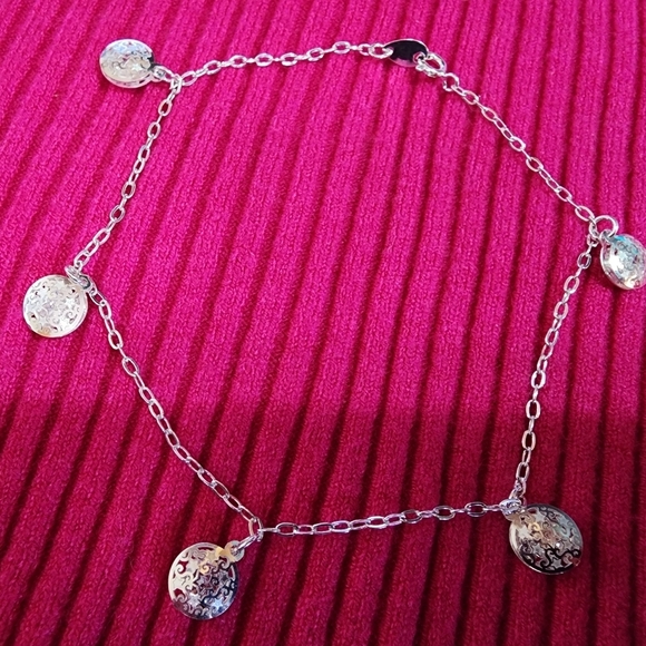 Sterling Silver Anklet .925 Fine Silver From Mexico - Picture 1 of 6